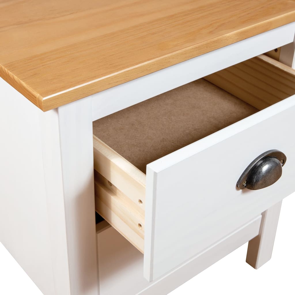 Hill Nightstand White 46 x 35 x 49.5 cm Solid Pine Wood