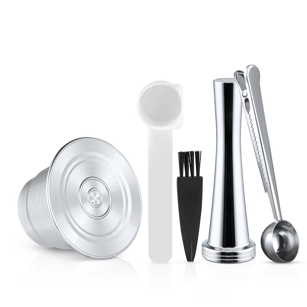Capsula Caffè Ricaricabile Nespresso Pod Filtro Caffè Espresso in Acciaio Inossidabile con Pressino Capsula Riutilizzabile Articoli per Caffè