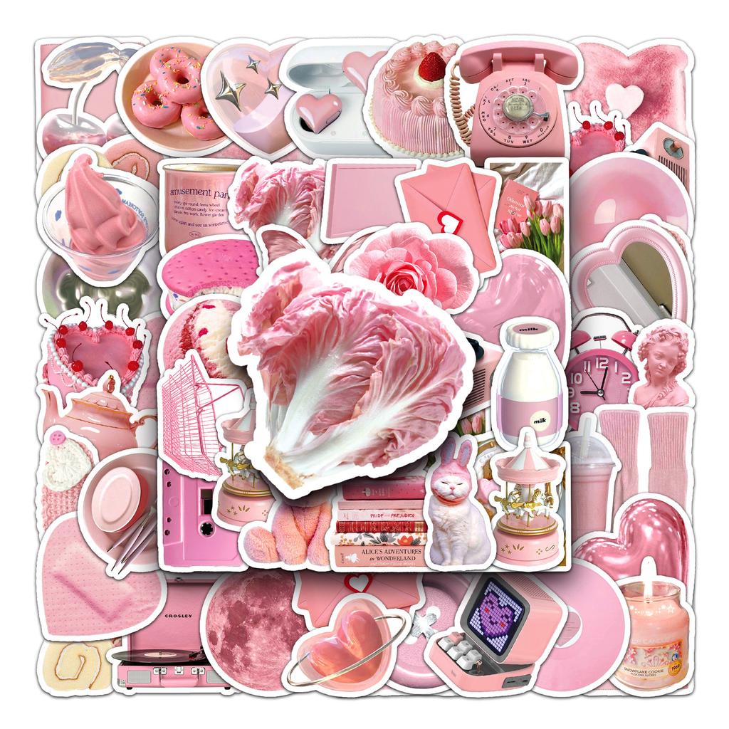 50 Pink Ins Style Doodle Cartoon Fresh Guka Creative DIY Mobile Suitcase Stickers Waterproof