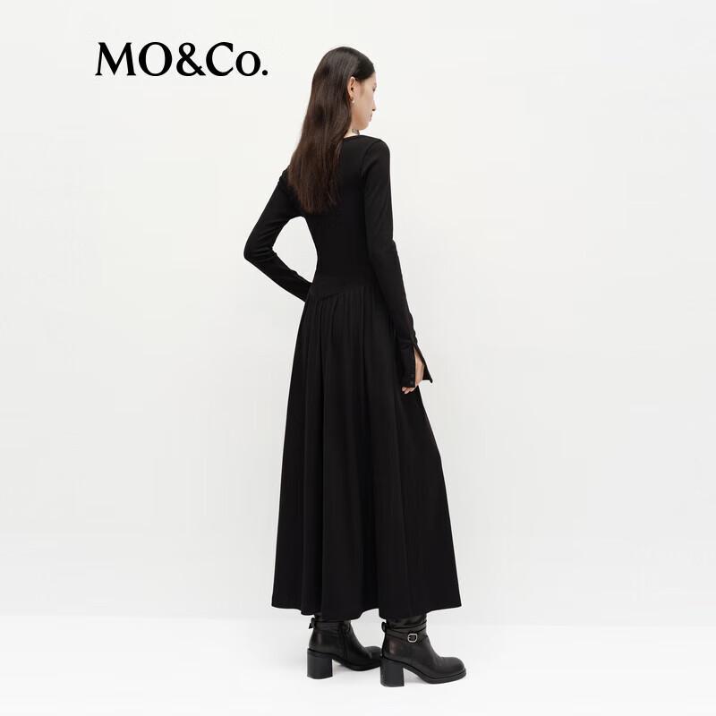 MO&Co. Women's Vintage Cotton-Blend A-Line Knit Midi Dress