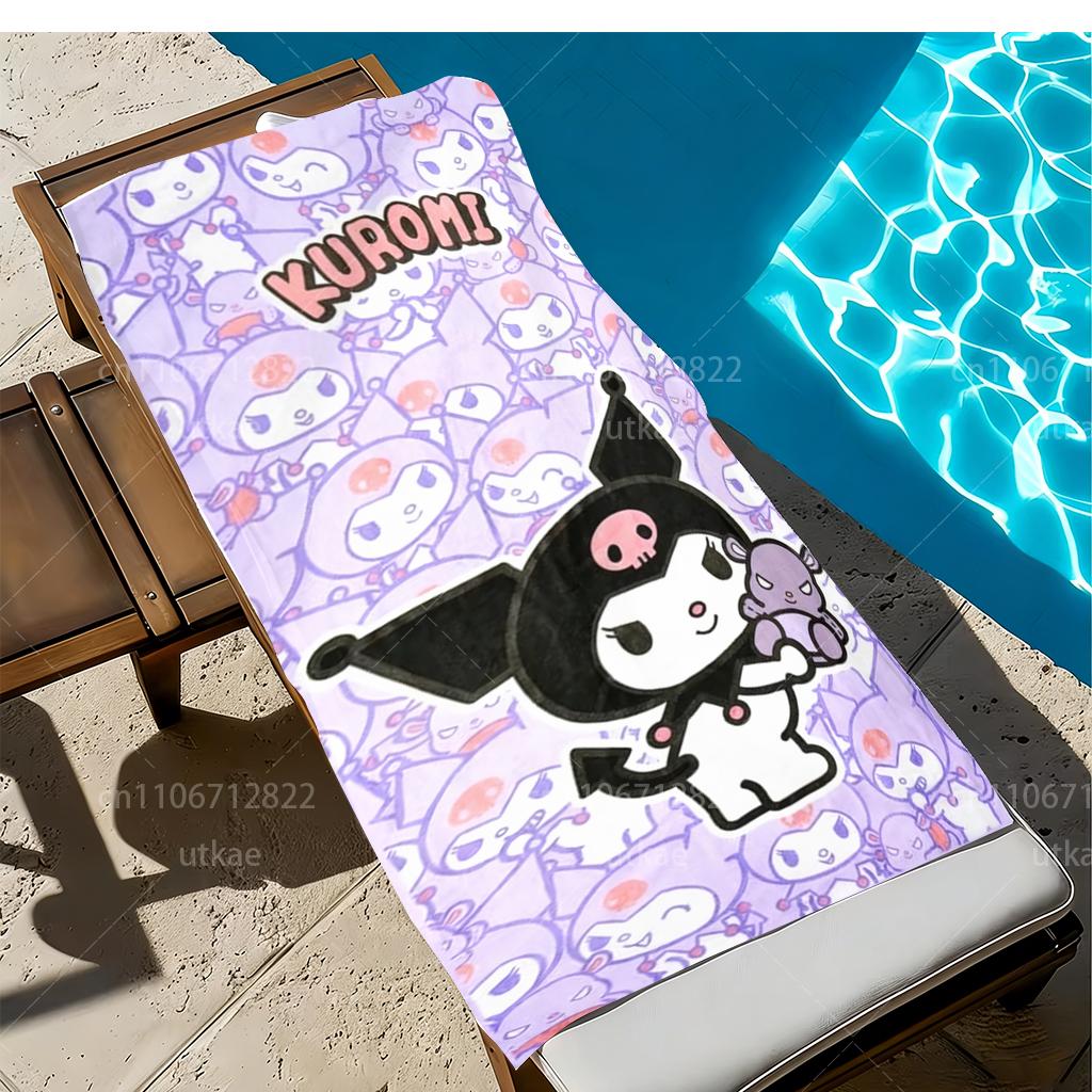Cute Kuromi Bath Towel, Lightweight Quick Dry Microfiber for Bathroom Beach Outdoor