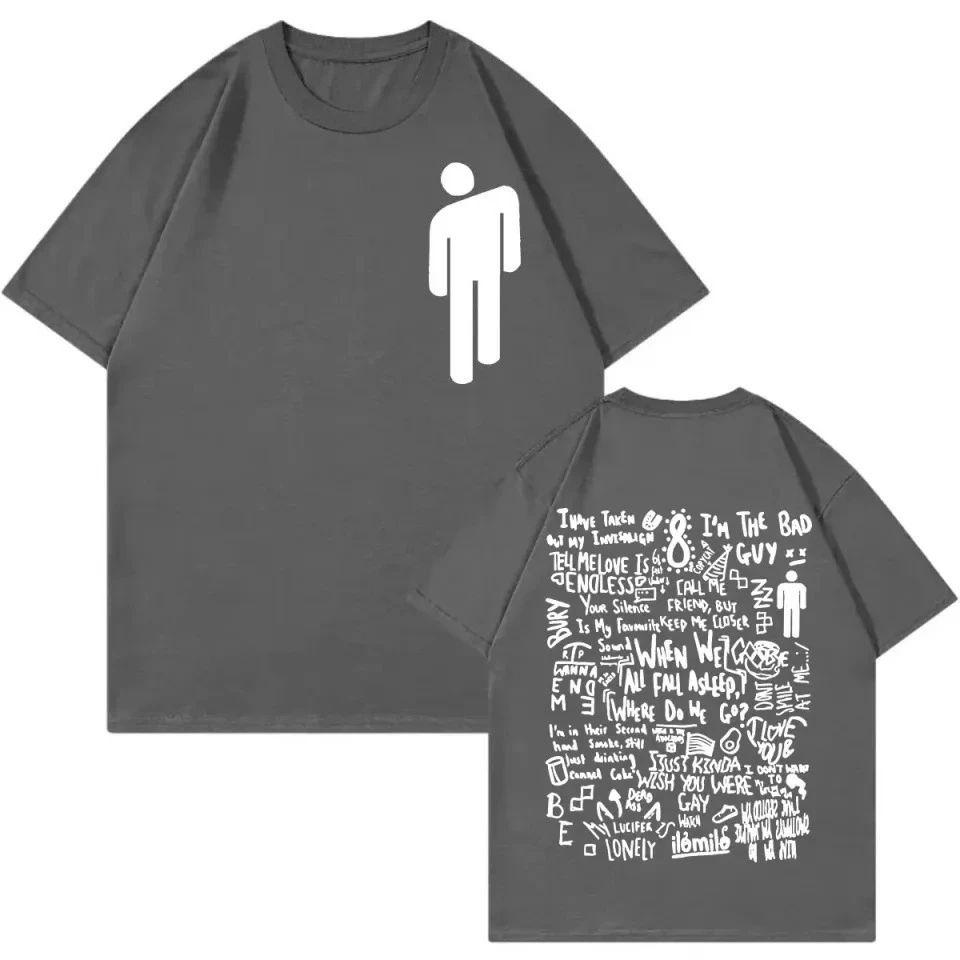 2026 A Creative Pop Art Tshirt Featuring Billie Eilishs Signature Lyrics Pattern A Tshirt for Billie Eilishs Fans