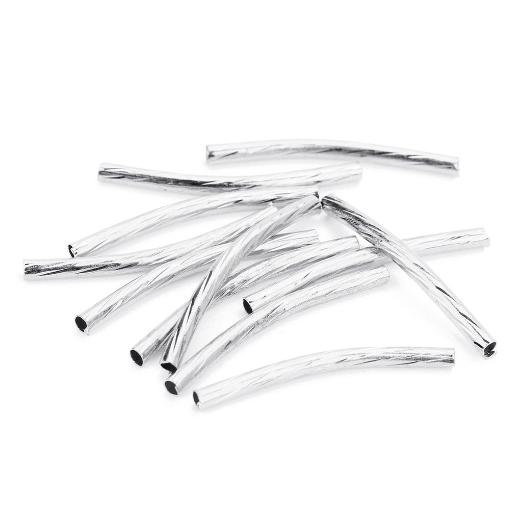 100PCS/Lot 2x25mm Stripe Curve Tube Beads Spacer Beads Connectors For DIY Jewelry Making Bracelet Necklace Accessories Wholesale