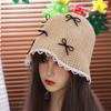 Lace Bow Straw Hat Sun Protection Women's Sun Hat Fashion Sunscreen Fisherman Hat  Women