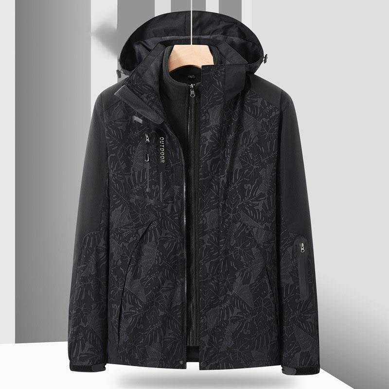 Skijacken 3-in-1-Skijacke für Herren, warm, für den Winter, mit Kapuze, winddicht, wasserdicht, verschleißfest, für den Außenbereich, zum Wandern, Klettern