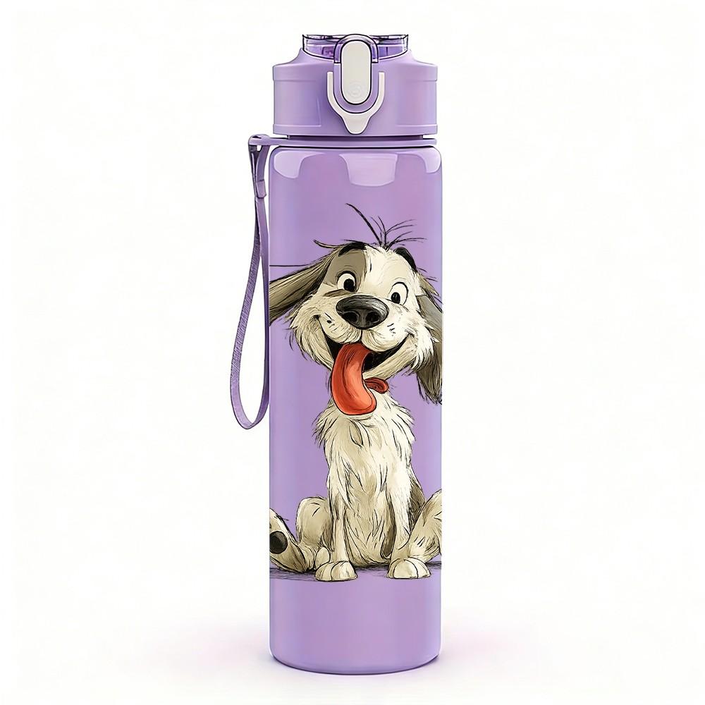 1PC Long Ear Hound Dog Cute Portrait Print 750ml Color Plastic Sports Water Bottle Leakproof Flip Straw Lid Suitable for Sports Office Home Use