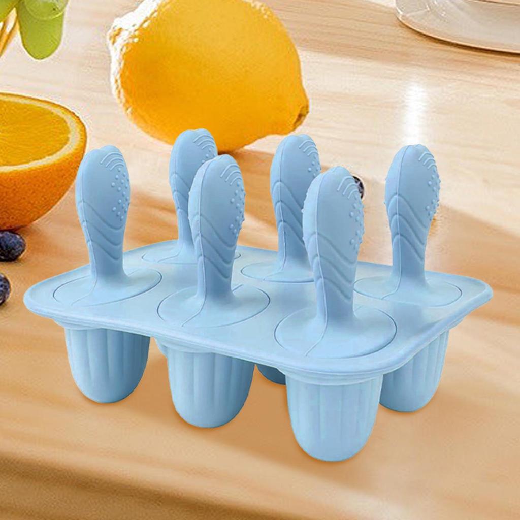 Silicone Ice Pop Molds Kids Ice Mold 6 Cavity Baby Ice Pop Mold Cake Pop Mold Reusable Easy Release Freezer Treats Tray