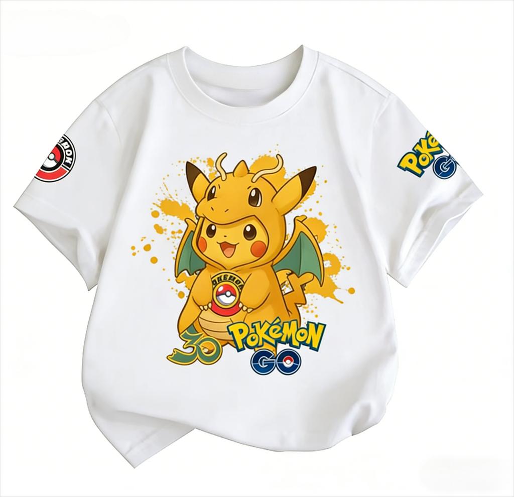 2026 Pok É Mon 30th Anniversary Pikachu Parent Child Short Sleeve Tshirt for Boys and Girls Cotton Y2k Tee Top Summer Retro