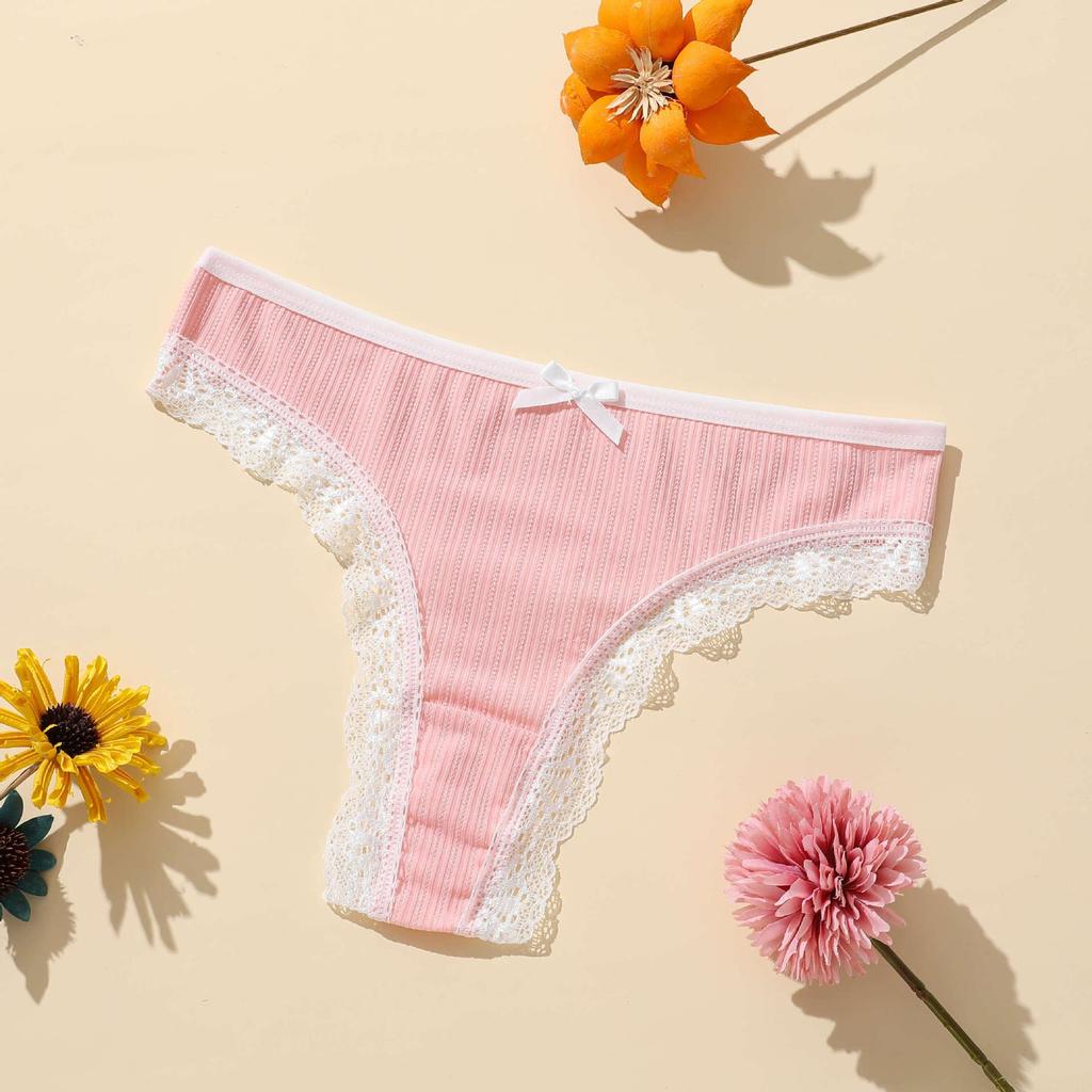 7pcs Women's Spring and Summer New Lace Breathable Double Grade Low Waist Thong Underwear