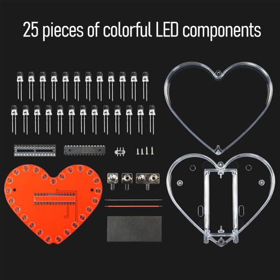Yeni Başlayan Öğrenciler İçin Kalp Şeklinde LED Lehimleme Projesi RGB LED Kendin Yap Elektronik Kit Sevgiliniz İçin Sevgililer Günü Hediyesi