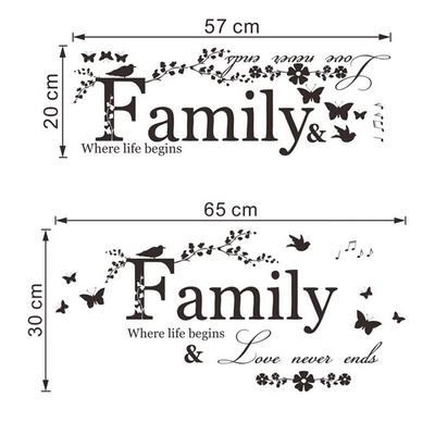 Familienbrief-Zitat, abnehmbarer Vinyl-Aufkleber, Kunstwand, Heimdekoration, Wandaufkleber