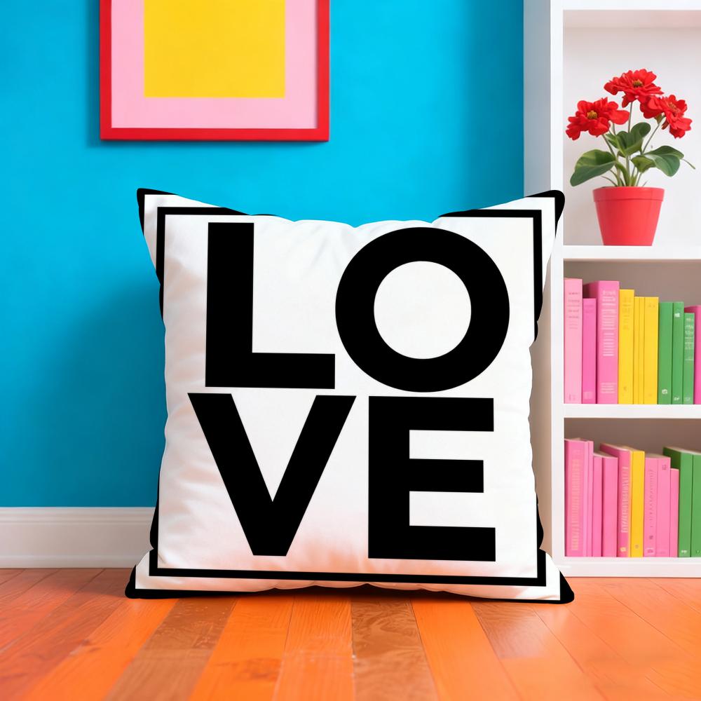 LOVE Simplified English Alphabet Cushion Cover Plush Fabric Soft DoubleSided Printed Sofa Warm Home Child Gift Pillow Case