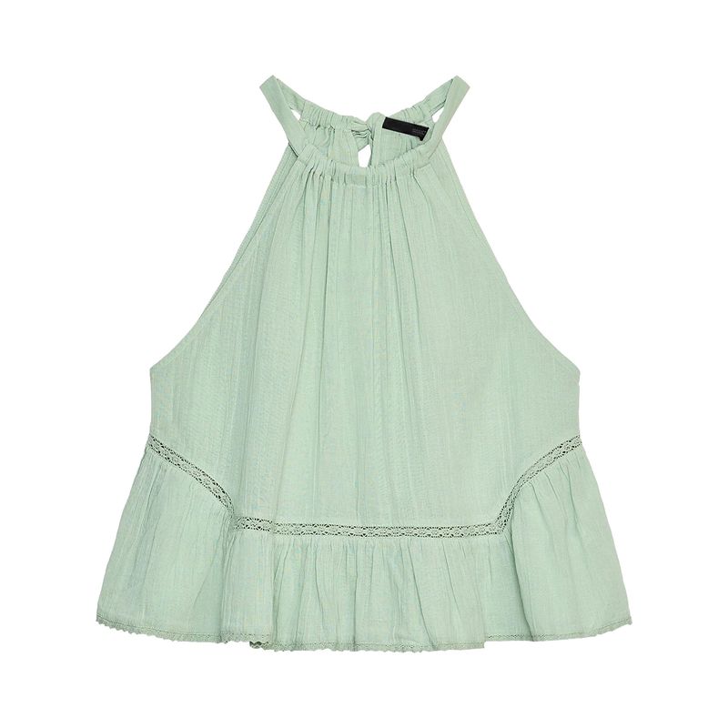 Zaprha 2025 New Arrival Pure Desire Beautiful off-the-Shoulder Embroider Tulle Girly Style Halter Top Female 0881005