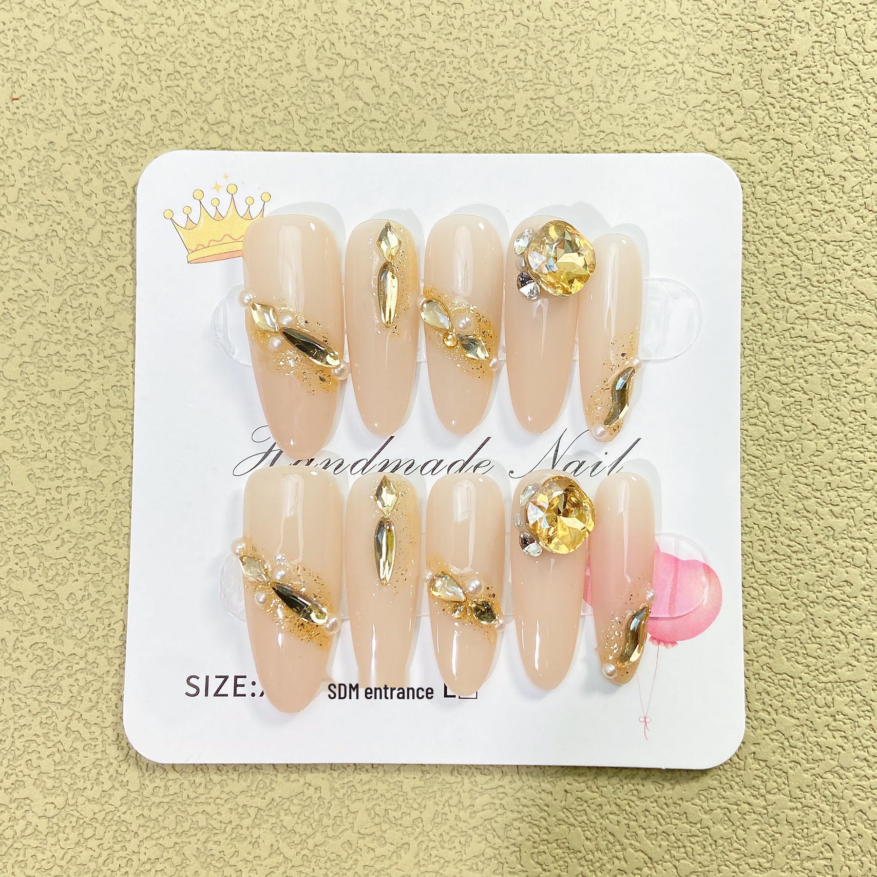 

Lux Nude 3D Rhinestone Nail Art Tips: Enhance Skin Glow with Elegant Design for Daily Wear Extra Small