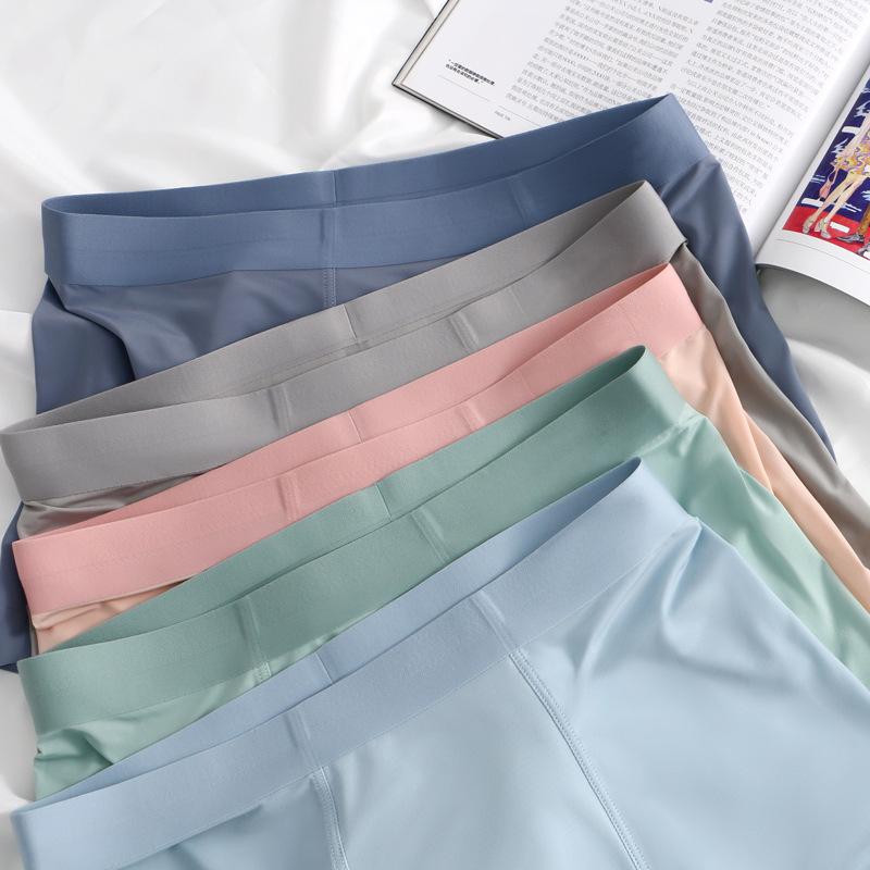 Summer Men's Ice Silk Underwear Youth Four Cornered Underwear Mid Waist Elastic Shorts