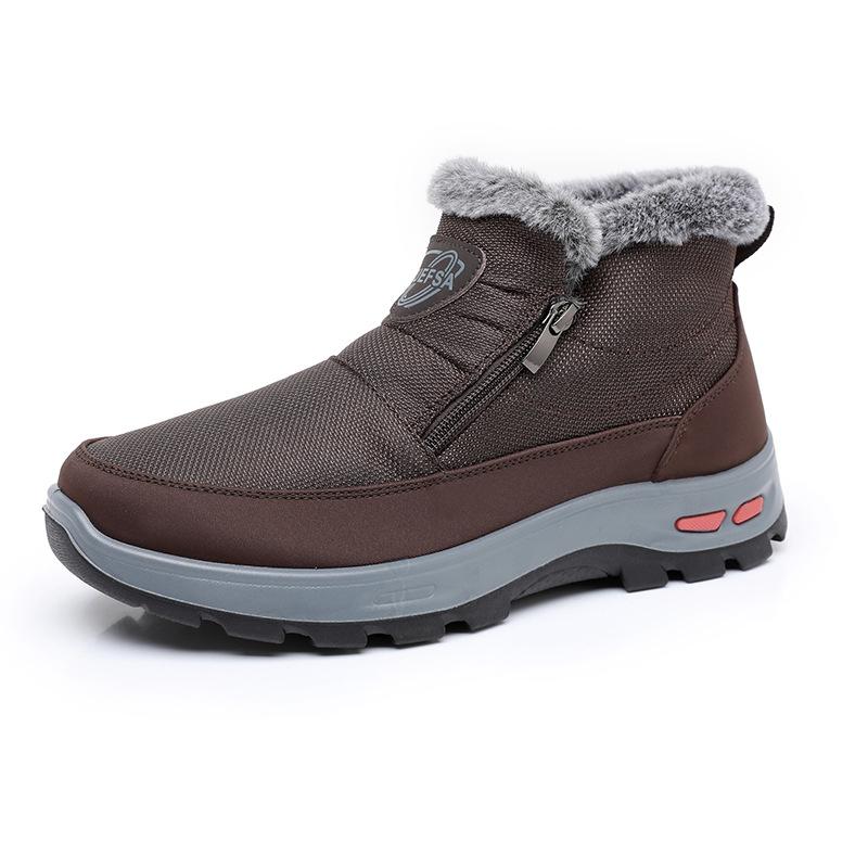 Herren Winterstiefeletten mit Reißverschluss, rutschfest, kurze Stiefeletten mit Kunstfellfutter, warme Schneestiefel, bequeme Arbeits-Sneaker, lässige Wanderschuhe für Herren