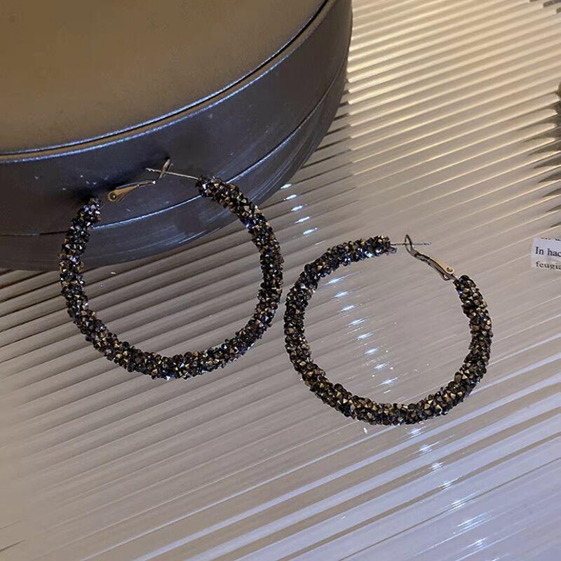 2024 Fashionable Large Diamond Hoop Earrings
