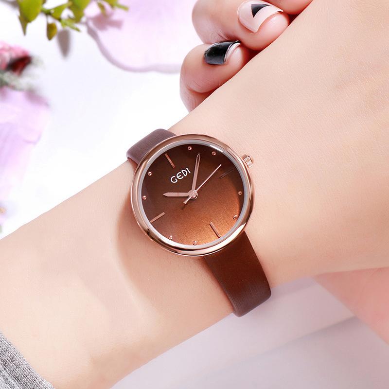 Student Women'S Watch Temperament Red Versatile Belt Female Watch Student With Quartz Watch