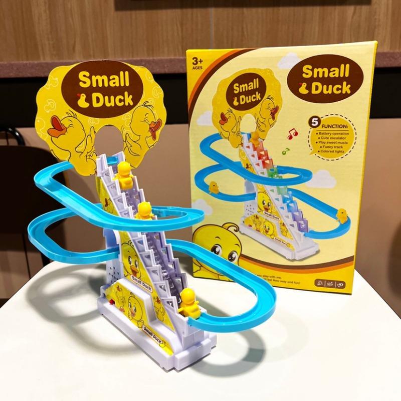 1SET Little Duck Climbing Stairs Little Yellow Duck Climbing Stairs Slide Track Toy Climbing Stairs Duck