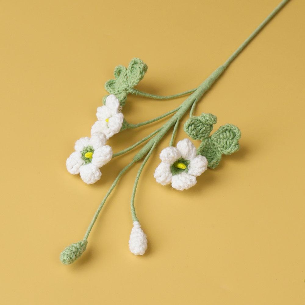 Cute Oxalis Crochet Bouquet Lovely Knitted Flowers Creative Fake Flower with Bud Home Decor Gift