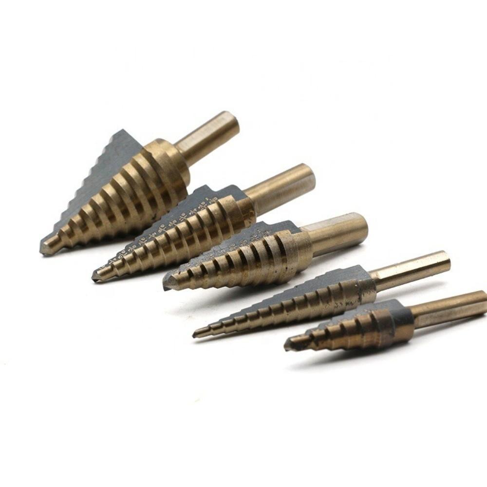 Durable 5PCS Set Step Drill Bit Set Straight Groove Multifunctional Stepped Drill Set Professional High Speed Steel Drill Bits