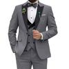 Terno masculino azul royal de 3 peças, slim fit, abotoamento duplo, casamento, baile, festa, negócios(Blazer Colete Calça)