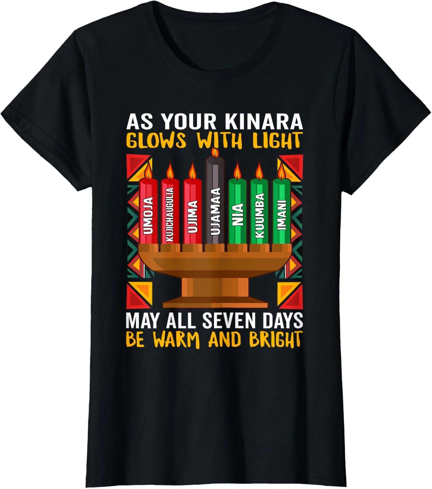

Kwanzaa Christmas Design Funny Christmas Kwanz Ladies Crewneck 100% Cotton T-shirt Mens Tees Top 2XL