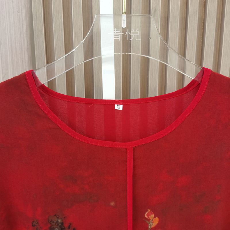 Middle-Aged and Elderly Women's Clothing Mom Summer Clothes Dress Elegant Noble 2023 New Arrival Wide Lady Western Style Chiffon Dress Summer