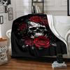 1pc Skull Roses Blanket Lightweight Flannel Throw for Sofa Bed Travel Camping Livingroom Office Couch Chair
