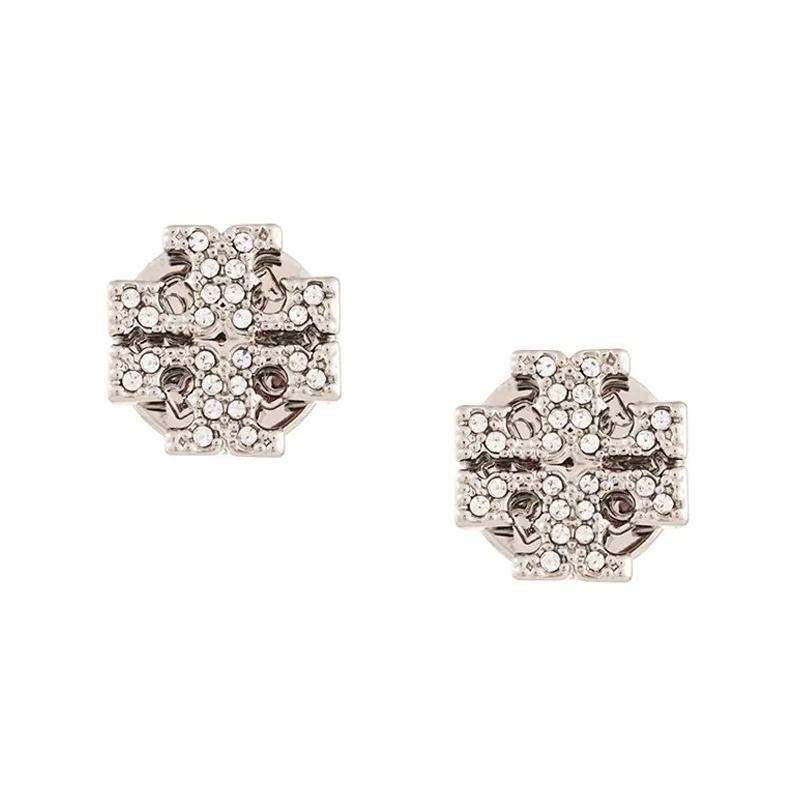 TORY BURCH Tang Liboqi versatile classic logo silver diamond earrings for women 53423-042-Silver F серебряный