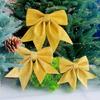 1/2PCS Large Red Gold Sparkling Bow Glitter Christmas Ribbon Bowknot Xmas Tree Hanging Ornaments New Year Home Decoration