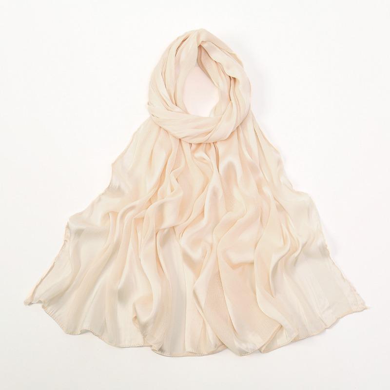 Spring and summer light and breathable satin simulation silk long towel high-end striped shawl plain color simple and versatile bag headscarf women