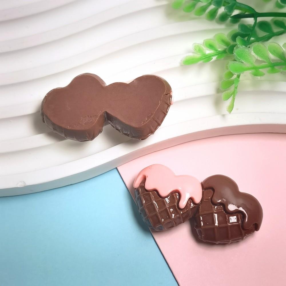 Valentine Day Gifts Simulation Heart Chocolate Flatback Resin Cabochon Scrapbooking for Phone Decoration Accessories
