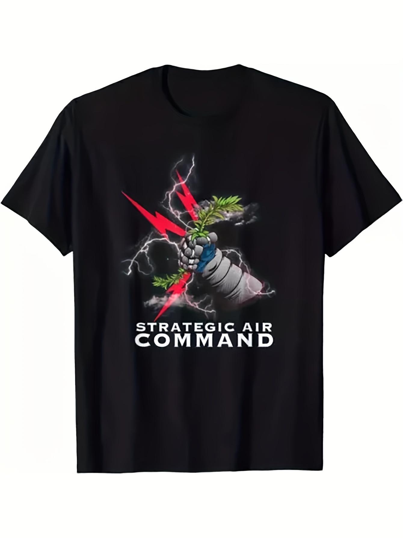 Strategic Air Command SAC USAFMilitary Missile Lightning Bolt DesignSAC Logo Print100 cotton Short Sleeve Tee for Men S