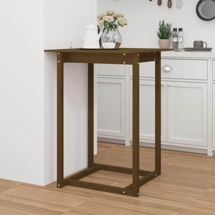 822185 vidaXL Bar Table Honey Brown 80x80x110 Cm Solid Pine Wood