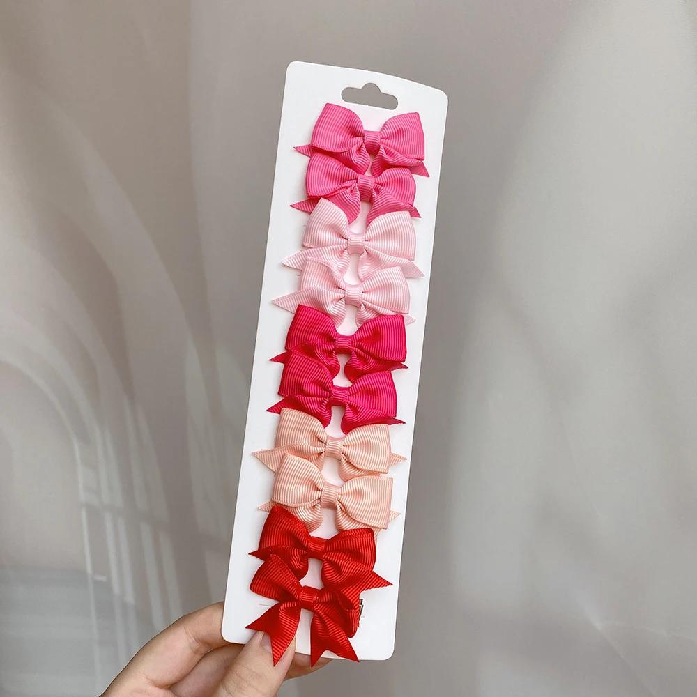10Pcs/lot Kids Solid Color Ribbon Baby Bows Hair Clips for Baby Girls Handmade Bowknot Hairpin MiNi Barrettes Hair Accessories