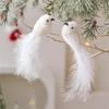 Snowy Feathered Bird Pair Christmas Craft Decorations For Wreaths Tree Home Decoration Premium Plastic Materials Gift For Bird Lover
