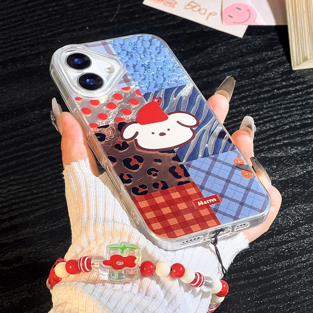 Bracelet Chain Painted Phone Case For iPhone 16 11 12 13 14 for 12 14 16 Pro 14 16 Pro Max Cute Pattern Hard Cover With Lanyard