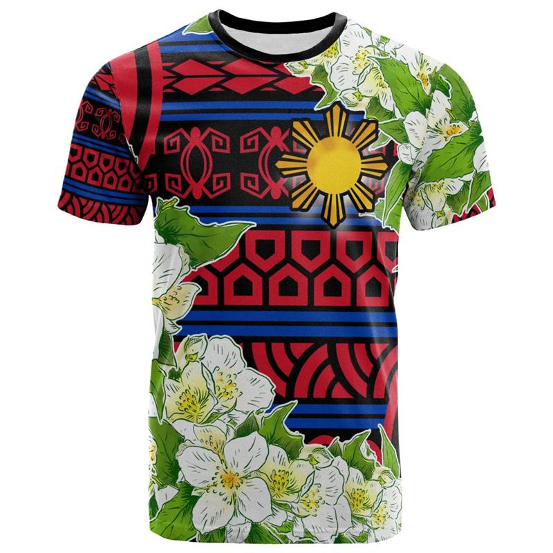 Fashion Philippines 3D Printed T Shirt For Men Summer Short Sleeves Hawaiian Crew Neck Tees Women Casual Polynesian T-shirt