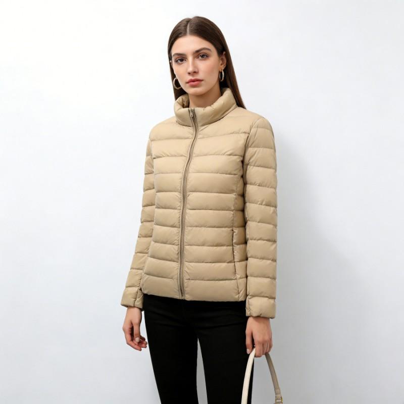 Womens Lightweight Down Jacket Winter Short Puffer Coat Stand Collar Slim Fit 7XL Duck 50% Fill Power