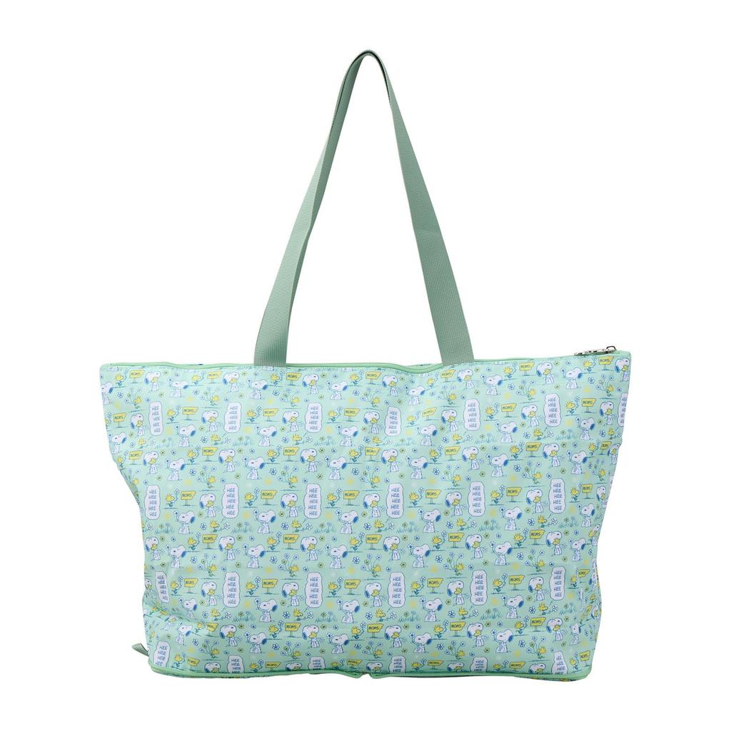 Sifre Peanuts Snoopy Foldable Tote Bag for Mint Flower Women, PN171,