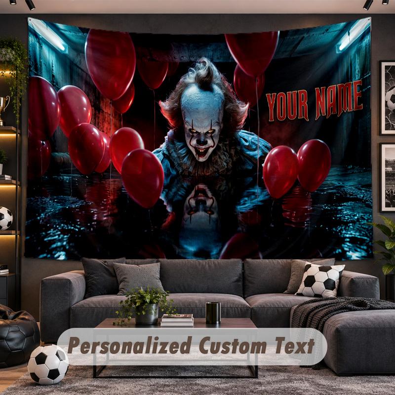 IT Pennywise Personalized Tapestry Support Custom Name, Wall Art Home Decoration