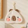 Capybara Round Coral Velvet Hand Towel, Kitchen Hanging Dual-purpose Water-absorbing and Quick-drying Square Towel