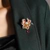 Bo Xin Yun Luxury Camellia Brooch with Zircon and Agate Flower Pin