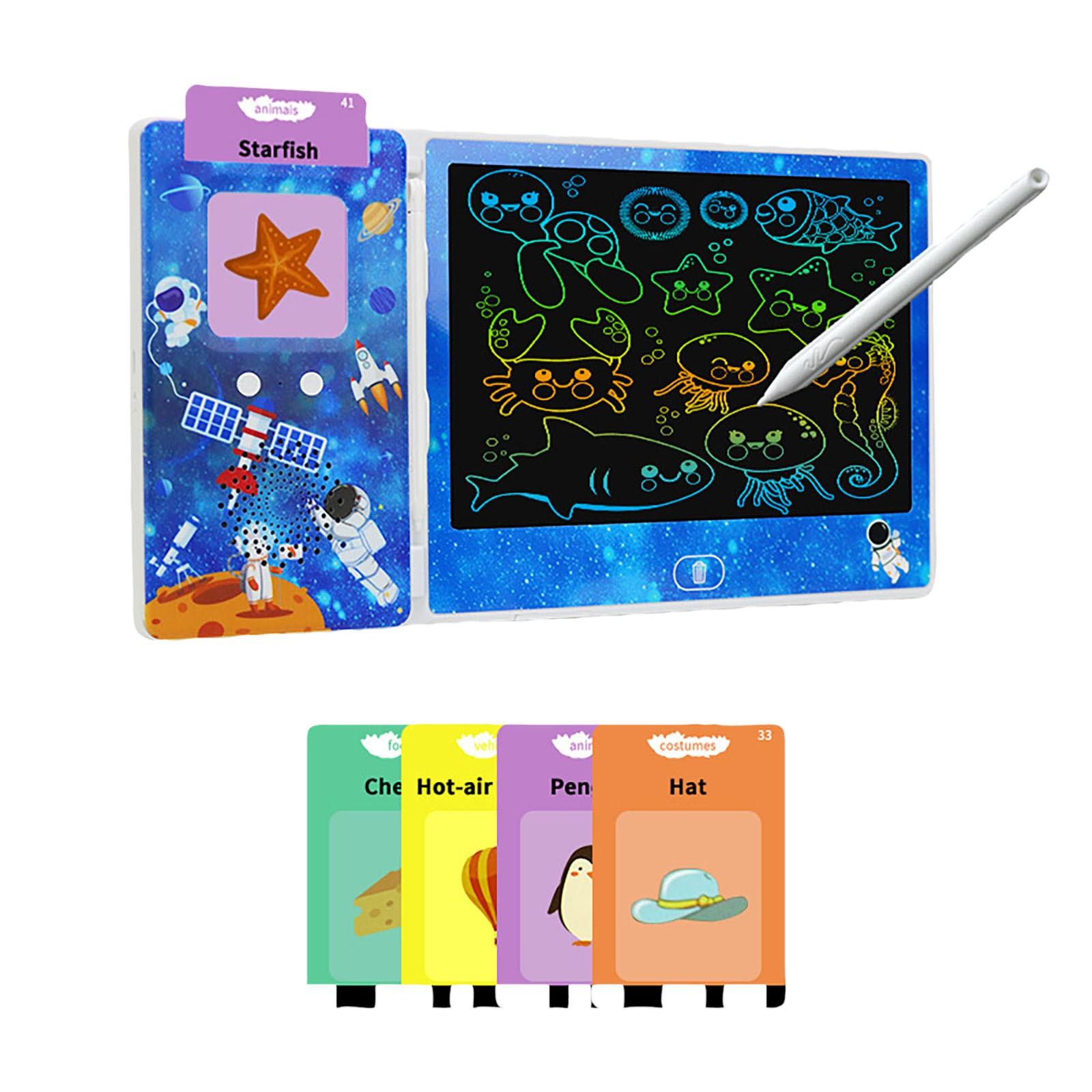 

Говорящие флэш-карты с ЖК-планшетом 2-в-1, детские игрушки для малышей, 112 двусторонних флэш-карт с визуальными словами, идеальные развивающие игрушки, подарки One Size