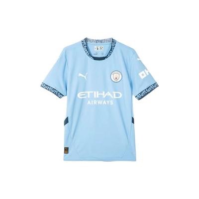 Nadruk z literami Okrągły dekolt Szybkoschnąca Krótki rękaw Koszulka piłkarska Manchester City Domowa Edycja dla kibiców Męskie Koszulki Jasnoniebieski 775075-01