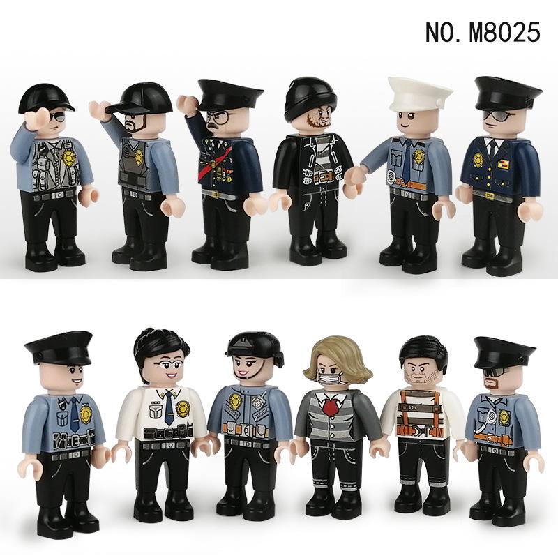 M8119 M8025 Police Hunt For Fugitive Building Block Minifigures Small Particles Pieced Toy Bags