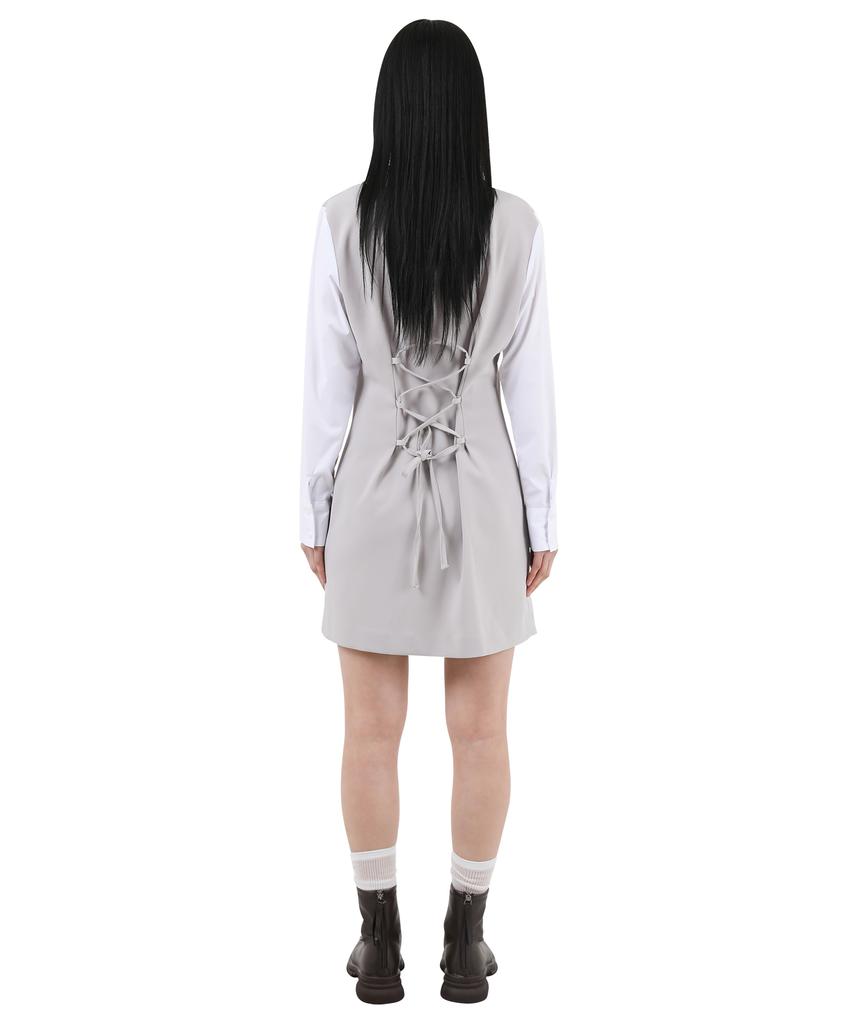 Catharsis Contrast Corset Collar Dress Beige One Size