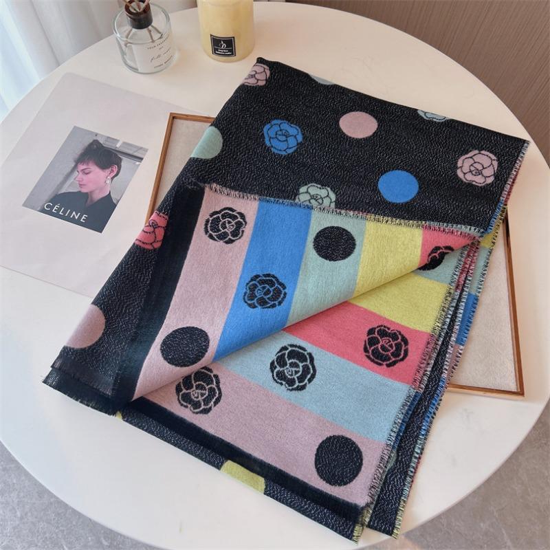 

Новый высококачественный цветной шарф в горошек, двухсторонний шарф из имитации кашемира, шерстяная шаль, длинная зимняя шаль 185X65cm чёрный