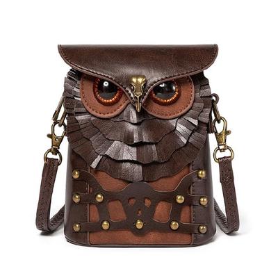 Eulen-Umhängetasche für Damen, trendige Crossbody-Tasche aus PU-Leder, Schultertasche, Münzfach